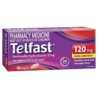 Telfast Hayfever 120mg 10 Tablets | Fexofenadine Antihistamine (S2)