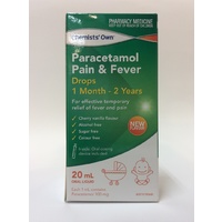 Chemists' Own Colour Free Paracetamol Drops 1 Month-2 Years 20mL (S2)