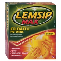 Lemsip Max Cold & Flu Hot Drink Lemon Flavour Sachets 10