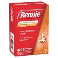 Rennie No Added Sugar Orange 96 Tablets