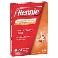 Rennie No Added Sugar Orange 24 Tablets