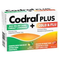 Codral Plus Sore Throat 16 Lozenges + Cold & Flu Decongestant 16 Tablets