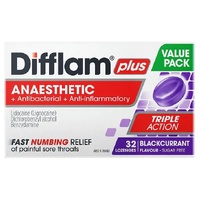 Difflam Plus Anaesthetic Blackcurrant Flavour 32 Lozenges