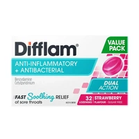 Difflam Dual Action Strawberry 32 Lozenges