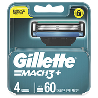 Gillette Mach3 Plus Replacement Cartridges - 4 Pack