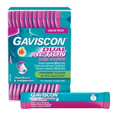Gaviscon Dual Action Liquid 10ml Sachet 24 Pack