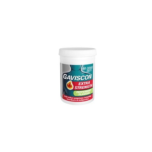 Gaviscon Extra Strength Peppermint 60 Chewable Tablets 