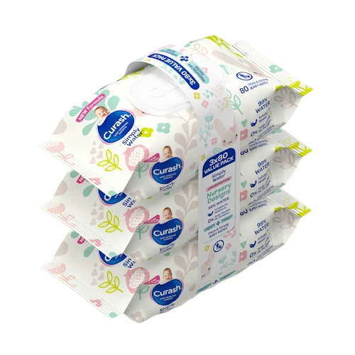 Curash Simply Water Wipes Bunny's Limited Edition 3 x 80s Pack
