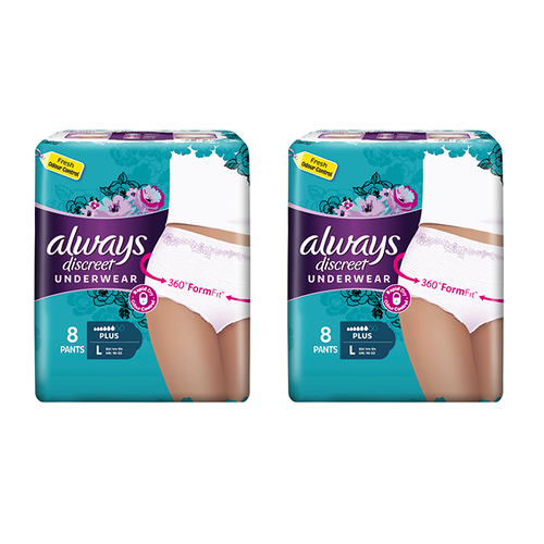 Always Discreet Incontinence Underwear Super Night Pant L 8 Pack
