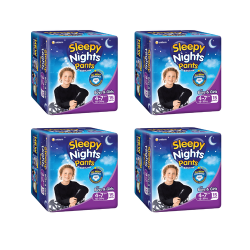 Babylove Sleepy Nights 4-7 Years Overnight Pants 15 Pack [Bulk Buy 4 Units]