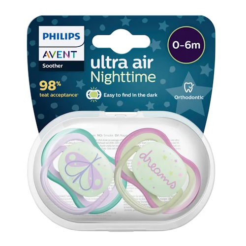 AVENT Sooth Glow In the Dark Nighttime 0-6 Months 2P BPAFREE