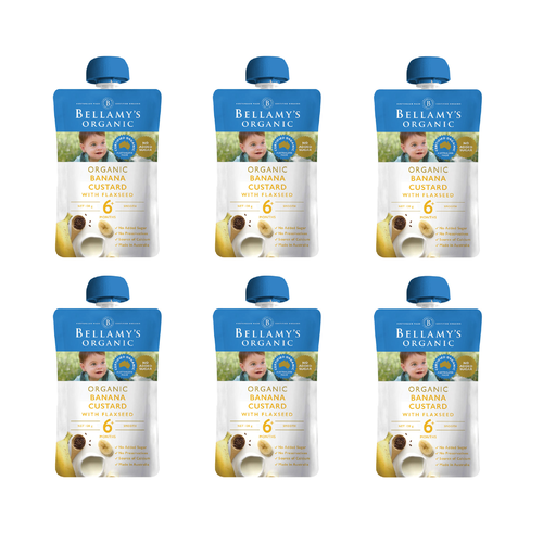 Bellamy's Organic Banana Custard with Flaxseed 120g [Bulk Buy 6 Units]