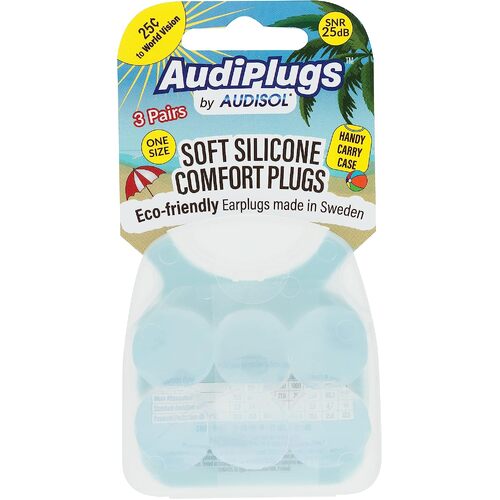 Audiplugs Soft Silicone Comfort Plugs Clear 3 Pairs
