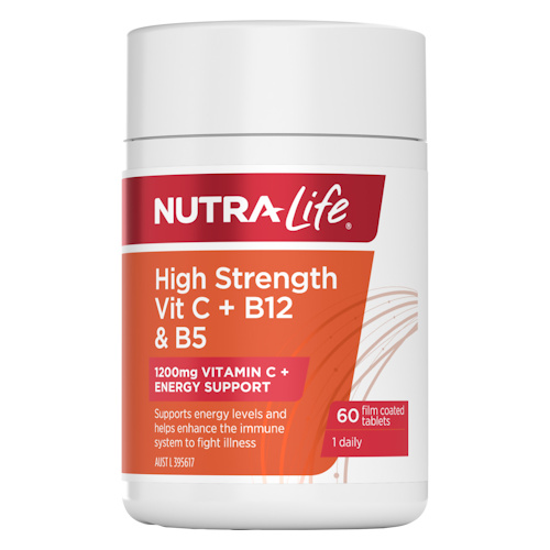 Nutra-Life High Strength Vit C + B12 & B5 60 Tablets