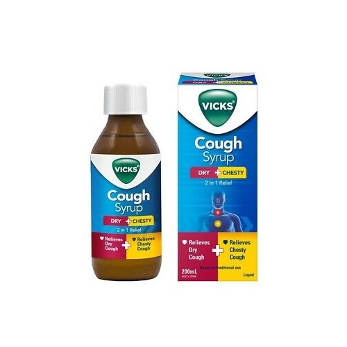Vicks 2-In-1 Dry + Chesty Cough Syrup 200ml