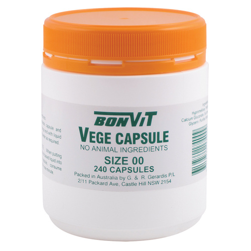 Bonvit Empty Vege Capsules Size '00' 240 Capsules