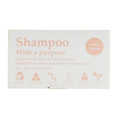 Shampoo with a Purpose by Clover Fields (Shampoo & Conditioner Bar) Colour Treated 135g