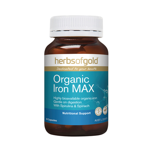 Herbs Of Gold Organic Iron MAX 30 Vege Capsules