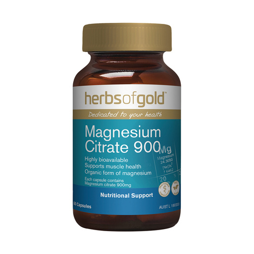 Herbs of Gold Magnesium Citrate 900 60 Vege Capsules