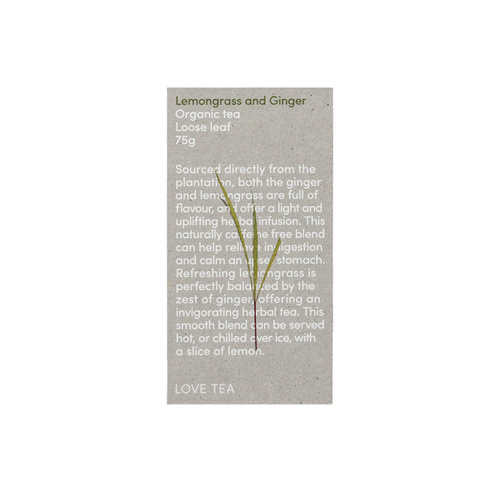 Love Tea Organic Lemongrass & Ginger Tea Loose Leaf 75g