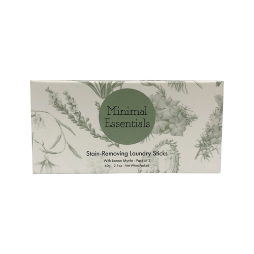Minimal Essentials Stain-Removing Laundry Sticks with Lemon Myrtle x 2 Pack (50g net)