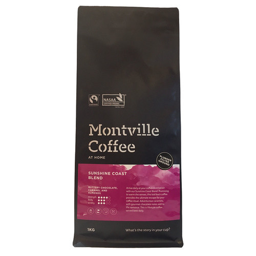 Montville Coffee Organic Sunshine Coast Blend Plunger Filter Ground 1kg