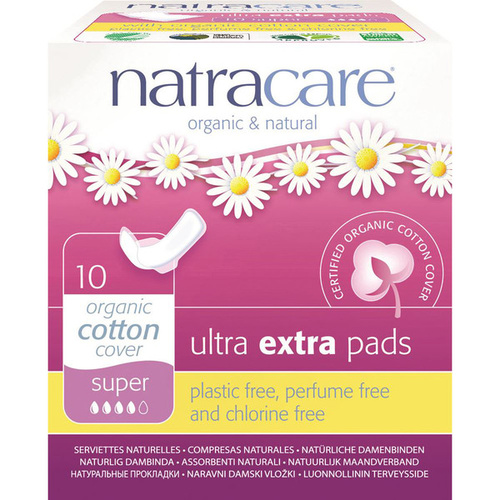Natracare Ultra Extra Pads Super with Organic Cotton Cover 10 Pads