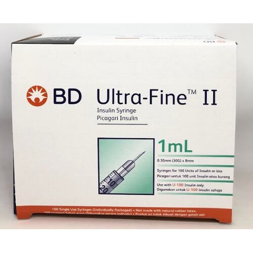 BD Ultra Fine II Syringe 30 gauge x 100 Box