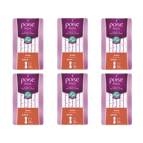 Poise Hourglass Extra Pads (12 Pads) [Bulk Buy 6 Units]