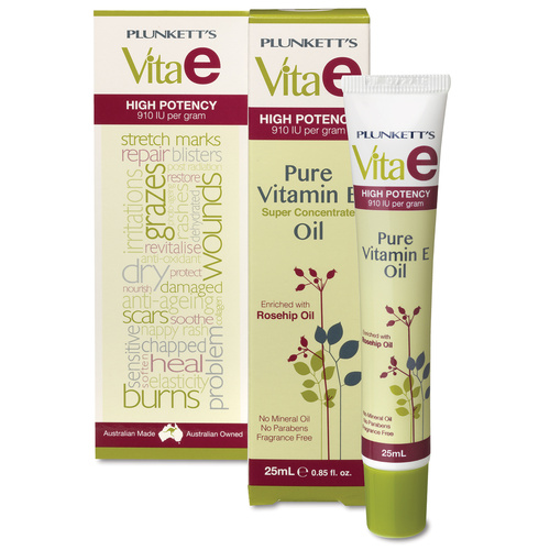 Plunkett's Vita E Pure Vitamin E Oil 25mL | Enriched with Rosehip Oil