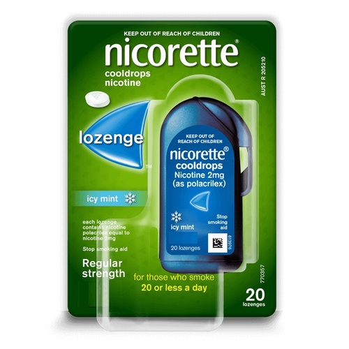Nicorette Cooldrops Nicotine Lozenge 4mg 20 Lozenges Icy Mint