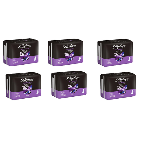 Stayfree Ultra Thin All Nights With Wings 10 Pack [Bulk Buy 6 Units]