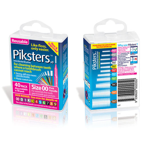 Piksters Interdental Pink Handle Size 00 Brush 40 pack