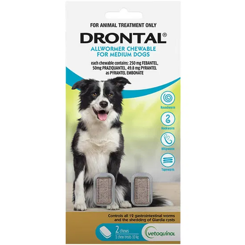 Drontal Allwormer Chewable 10kg for Dogs 2 pieces