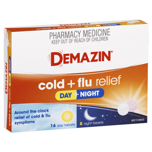 Demazin Cold & Flu + Cough Day & Night 24 Tablets (S2)