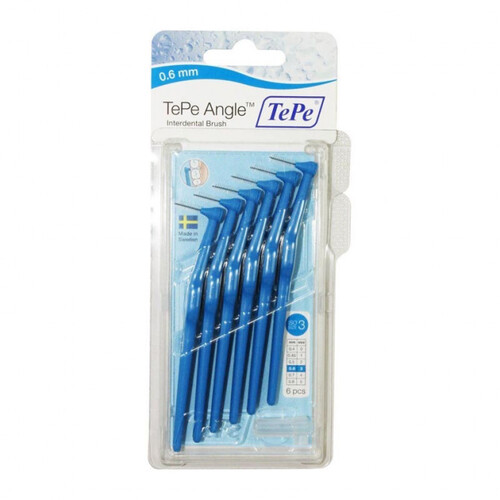 Tepe Angle Interdental Brush 0.6mm Fine Blue 6 Pack