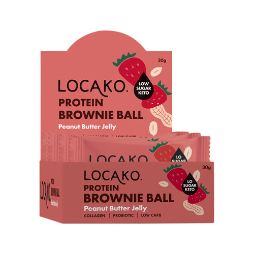 Locako Protein Brownie Ball Peanut Butter Jelly 30g [Bulk Buy 10 Units]
