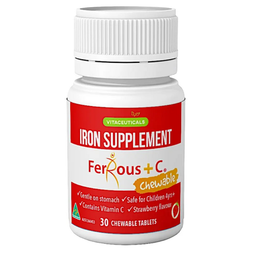Vitaceuticals Ferrous + C Iron Supplement 30 Chewable Tablets