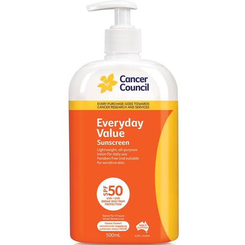 Cancer Council Every Day Value Sunscreen SPF 50 500ml