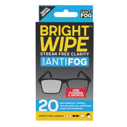 Bright Wipe Lens Cleaning Wipes + Anti-Fog 20 Pack