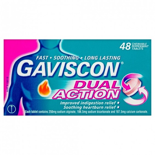 Gaviscon Tab Dual Action Mixed Berry 48 Tablets 