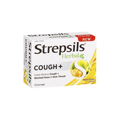 Strepsils Herbal Cough Lozenges Honey Lemon 32 Pack