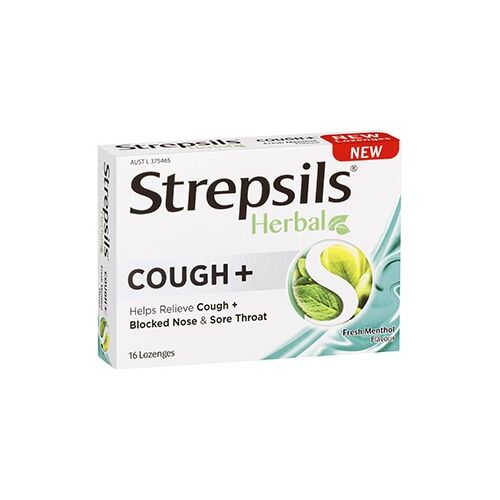 Strepsils Herbal Cough Lozenges Fresh Menthol 16 Pack