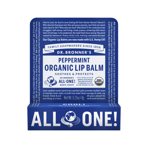 Dr. Bronner's Organic Lip Balm Peppermint 4g [Bulk Buy 12 Units]