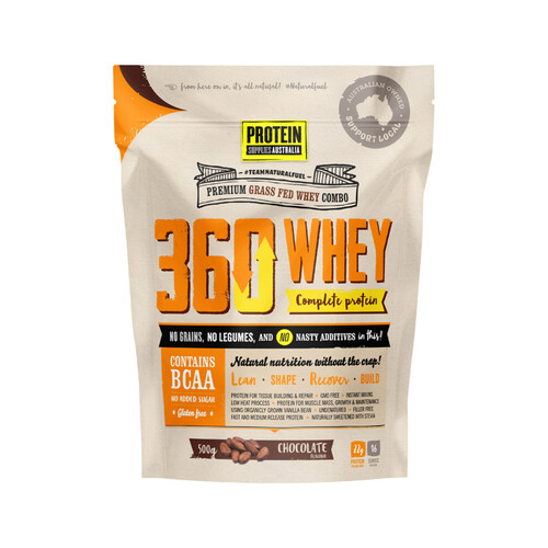 Protein Supplies Australia Protein 360 Whey (Complete Protein with BCAA) Chocolate 500g