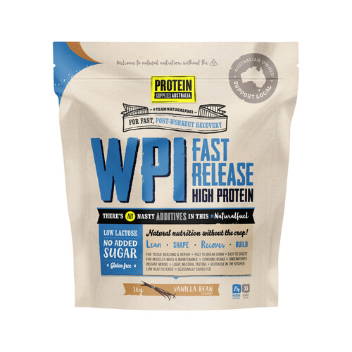 Protein Supplies Australia Protein WPI (Fast Release High Protein) Vanilla Bean 1kg