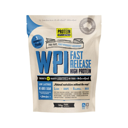 Protein Supplies Australia Protein WPI (Fast Release High Protein) Pure 500g