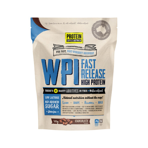 Protein Supplies Australia Protein WPI (Fast Release High Protein) Chocolate 500g