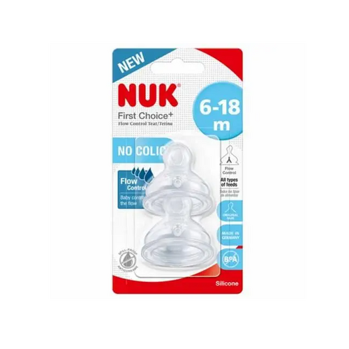 Nuk First Choice Flow Control Teat 6-18 Months - 2 Pack