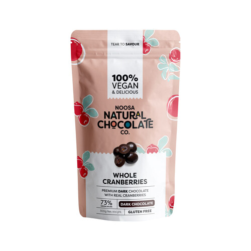 Noosa Natural Chocolate Co. Dark Chocolate Whole Cranberries 300g